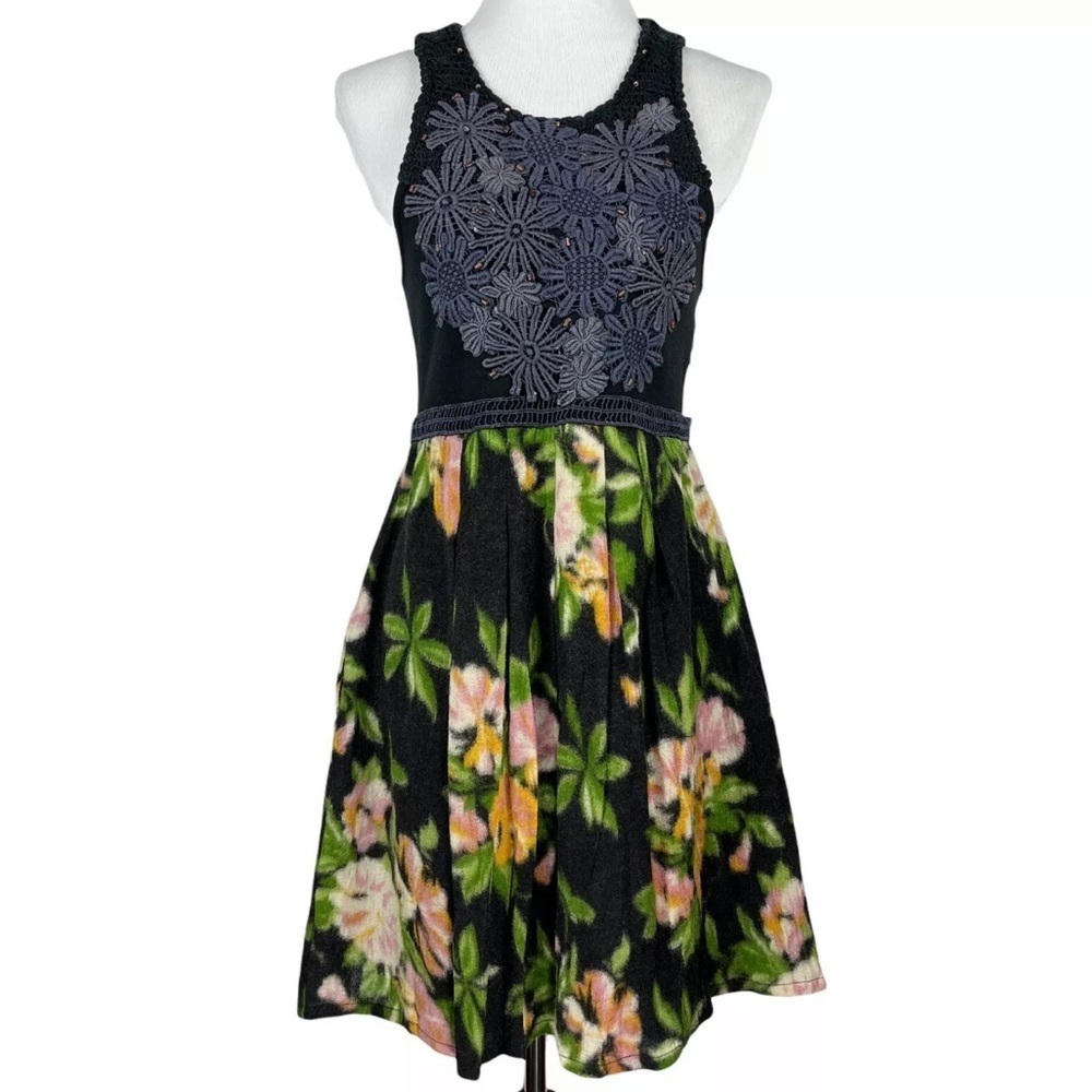 Free People Embroidered Floral Flare Dress